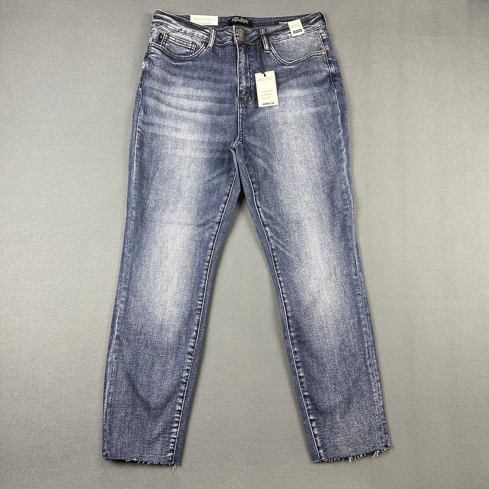Judy Blue Jeans Womens 13 31 Relaxed Fit Dark Blue Raw Hem High Rise NEW #3